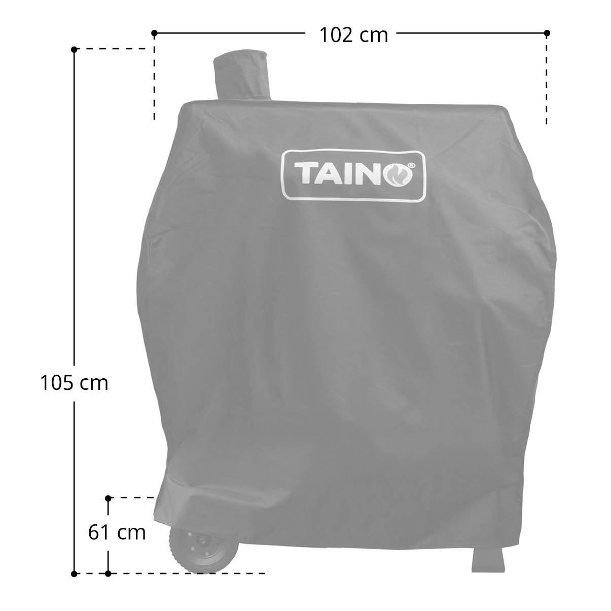 Maßbild TAINO HERO XXL Abdeckhaube - Breite 102 cm, Höhe 105 cm, Tiefe 61 cm