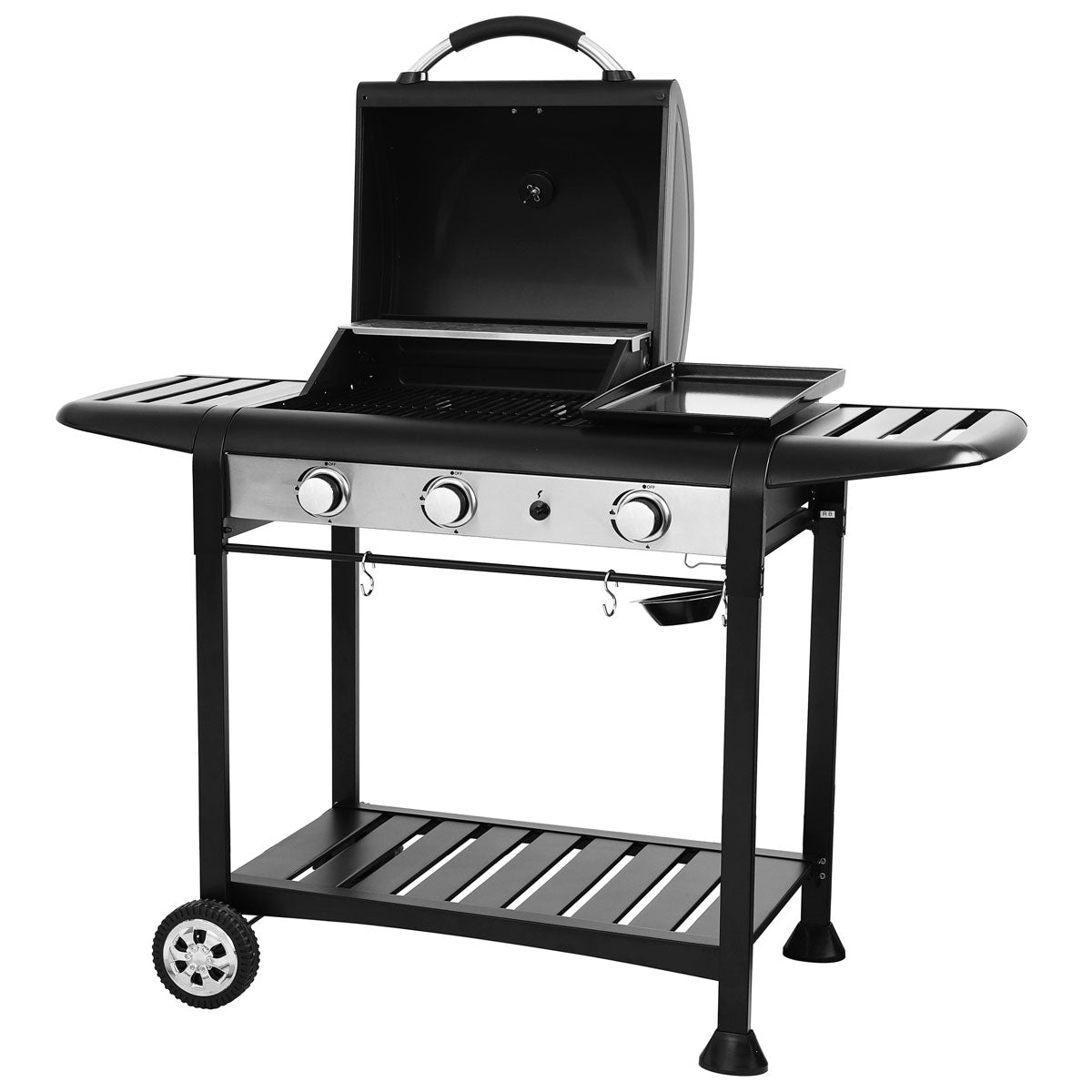 BASIC Plancha 2+1 - 2-Brenner Gasgrill + Plancha mit offenem Deckel