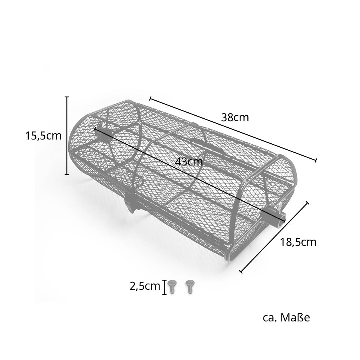 Grillkorb für Drehspieß - Rotisserie - Maße