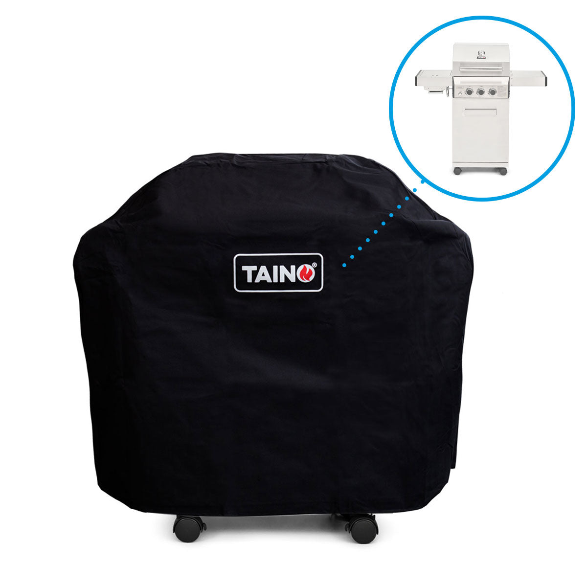 TAINO PLATINUM & BLACK Wetterfeste Grill Abdeckhaube passend für 2-Brenner Gasgrill