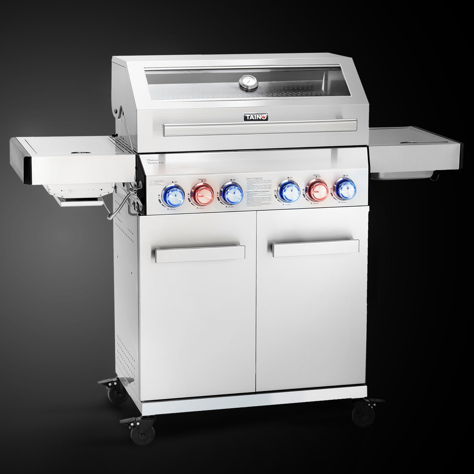 TAINO PLATINUM YAMARA 4+2 Edelstahl 4-Brenner-Gasgrill - schräg frontal