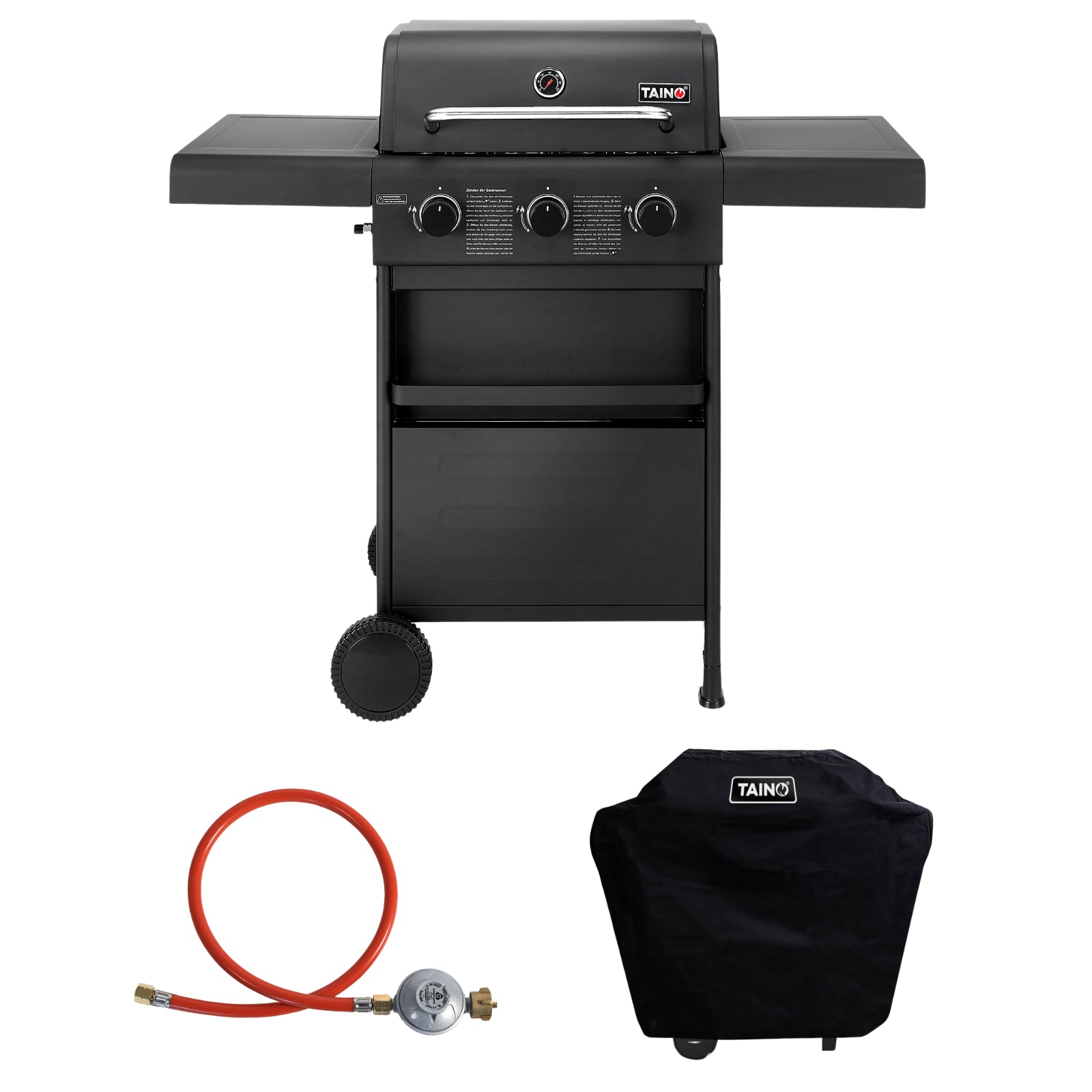 Set COMPACT 3+0 Gasgrill + Abdeckhaube + Gasregler