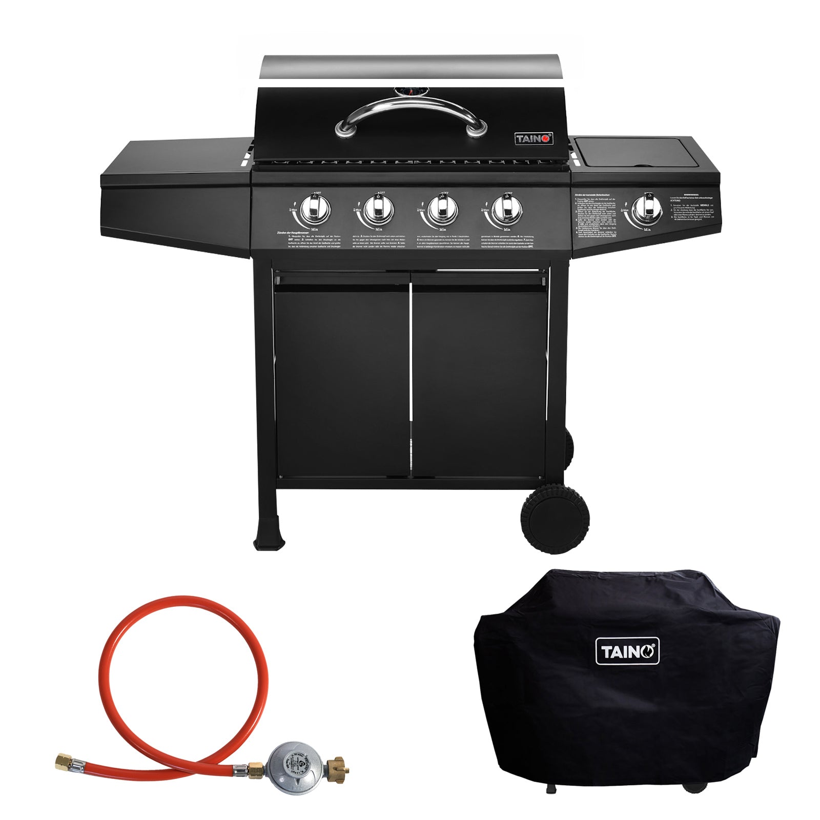 Set BASIC 4+1 Gasgrill + Abdeckhaube + Gasregler