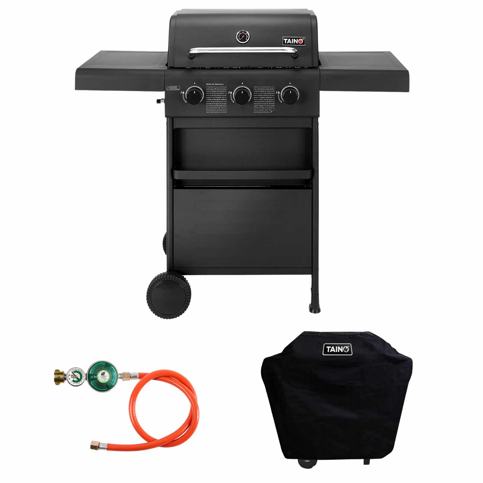 Set COMPACT 3+0 Gasgrill + Abdeckhaube + Gasregler