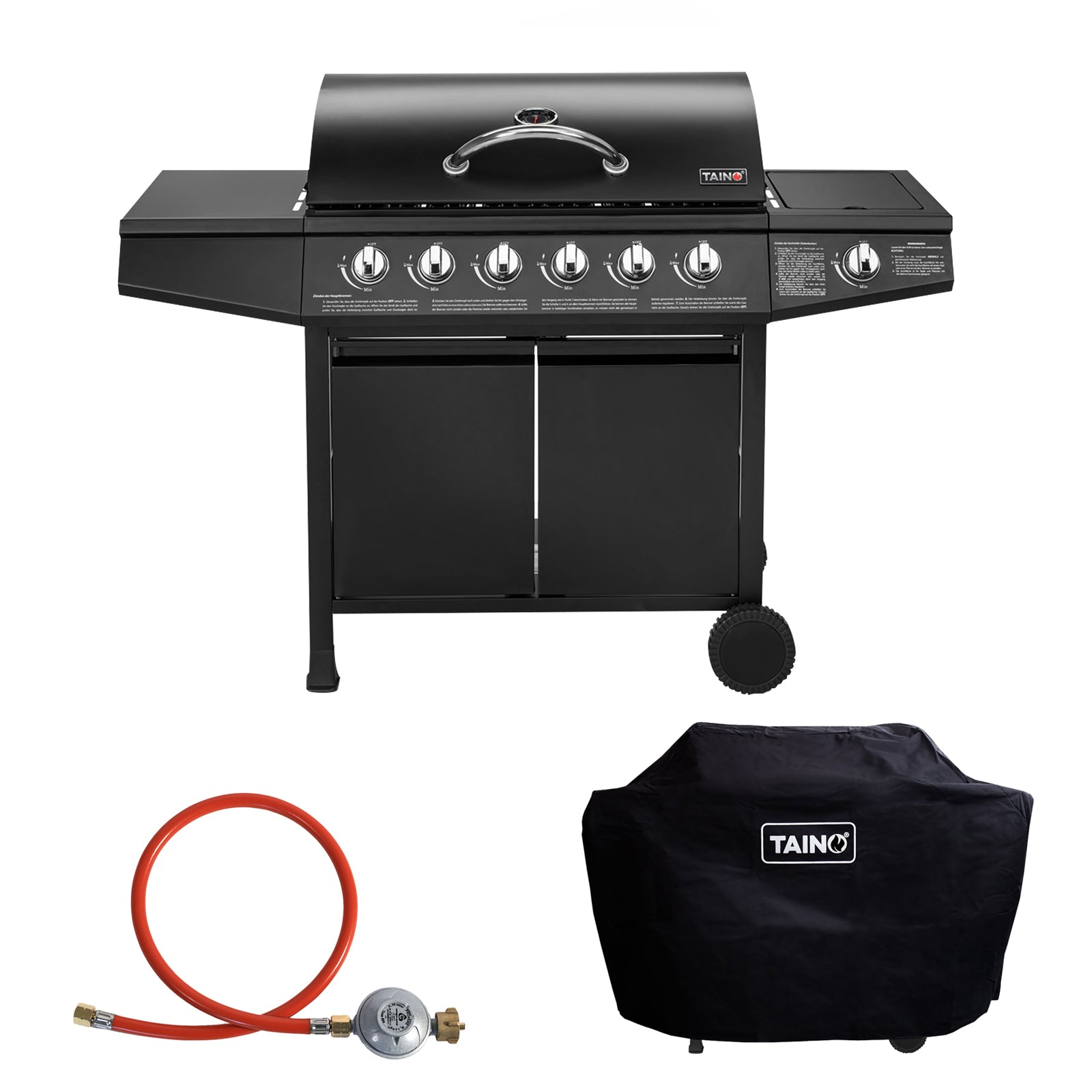 Set BASIC 6+1 Gasgrill + Abdeckhaube + Gasregler